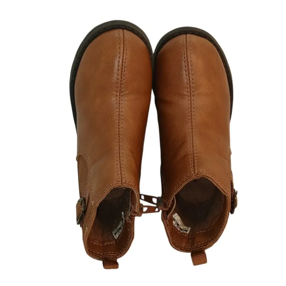 Carter's Toddler Girls Brown Ankle Boots with Heart Buckles - Size 8T